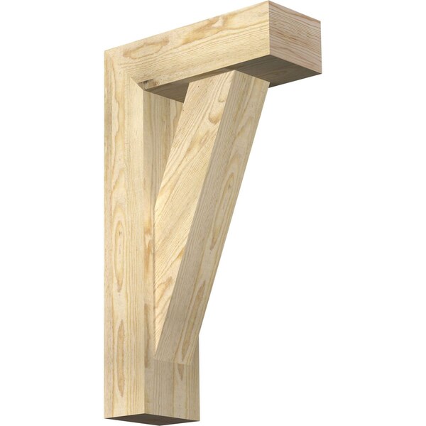 Ekena Millwork Traditional Block Rough Sawn Bracket w/ Offset Brace, Douglas Fir, 6"W x 16"D x 28"H BKT0604X16X28TRA05RDF - main